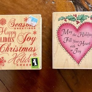 Two Christmas rubber stamps for cardmaking
